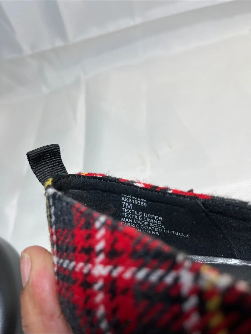 Anne Klein Red Plaid Pump with Black Elastic Cross Straps